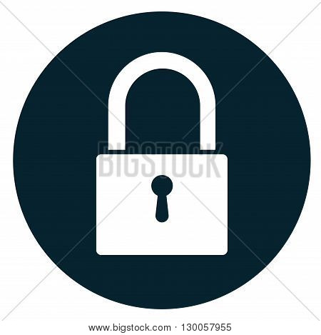 Lock icon on a blue background. Vector illustration