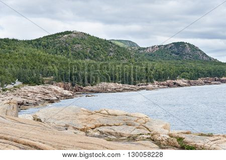 Champlain Mountain peeking out between Gorham Mountain and The Beehive in Acadia National Park