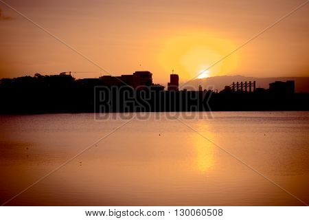 Sunset behind a building at Prince of Songkla University, Hatyai, Songkhla, Thailand