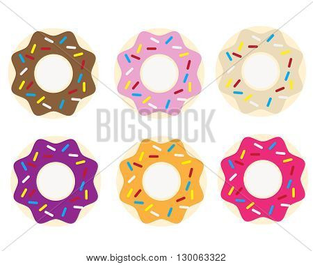 Set of tasty delicious donuts isolated on white background