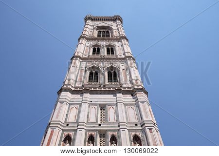 FLORENCE, ITALY - JUNE 05: Bell tower of the Cattedrale di Santa Maria del Fiore (Cathedral of Saint Mary of the Flower) is the main church of Florence, Italy on June 05, 2015