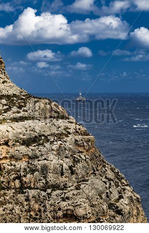 Maltese rocky coast Mediterranean sea, Malta island