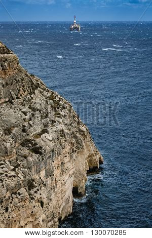 Maltese rocky coast Mediterranean sea, Malta island