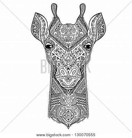 Vector giraffe with ethnic and tribal ornaments