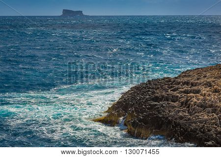 Maltese rocky coast Mediterranean sea, Filfla island