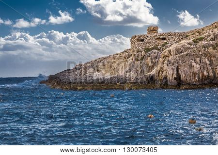 Maltese rocky coast Mediterranean sea, Malta island