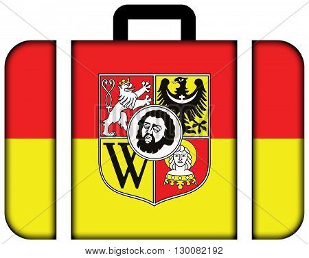 Flag Of Wroclaw With Coat Of Arms, Poland. Suitcase Icon, Travel And Transportation Concept