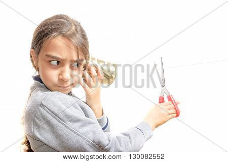 incommunicability: a child who does not want to keep listening to size with scissors communication
