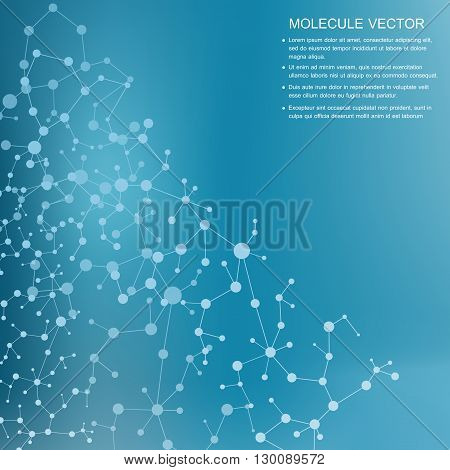 Structure molecule and communication Dna, atom, neurons. Science concept for your design. Connected lines with dots. Medical, technology, chemistry, science background. Vector illustration.