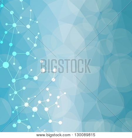 Structure molecule and communication Dna, atom, neurons. Science concept for your design. Connected lines with dots. Medical, technology, chemistry, science background. Vector illustration.