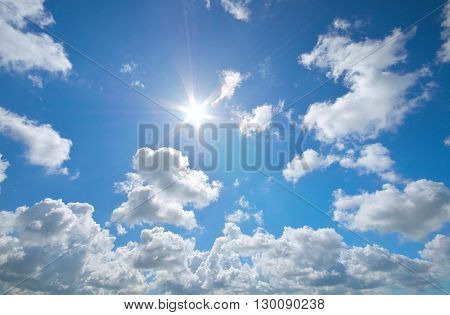 Deep blue sky and summer sun. Nature airscape.