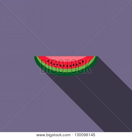 Watermelon slice icon in flat style with long shadow