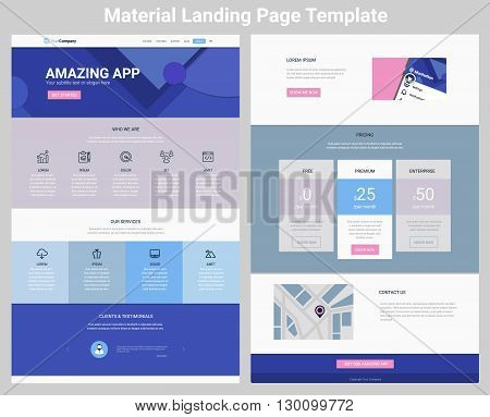 Material design responsive landing page or one page website template
