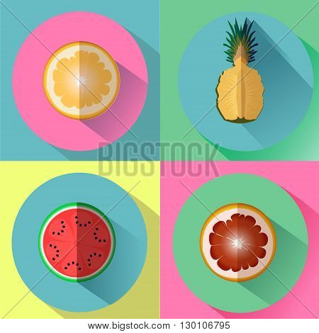 Set of fruit. flat.Co ncept for food