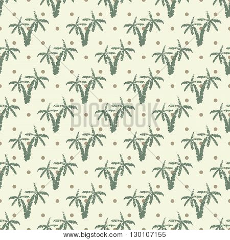 Seamless Pattern Background With Hand Drawn Palm Trees, Summer Semless, Background, Vector Illustrat