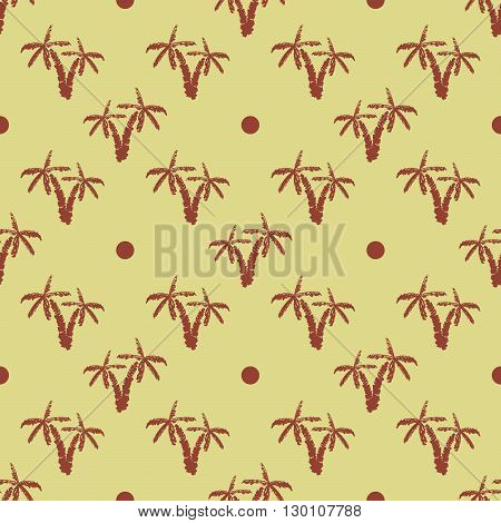 Seamless Pattern Background With Hand Drawn Palm Trees, Summer Semless, Background, Vector Illustrat