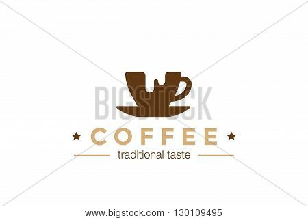 Coffee cup Logo design vector template Negative space icon.