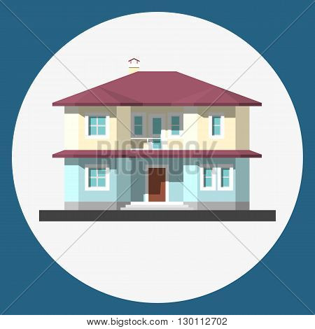 home building flat icon,  Family suburban home. Vector illustration.