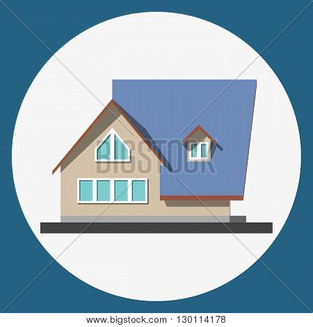 home building flat icon,  Family suburban home. Vector illustration.