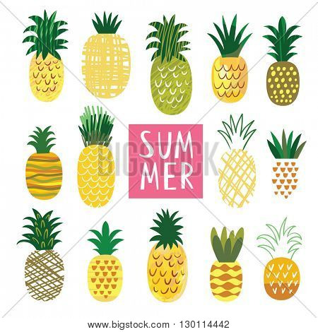 Cute Ananas Collection, vector illustrations