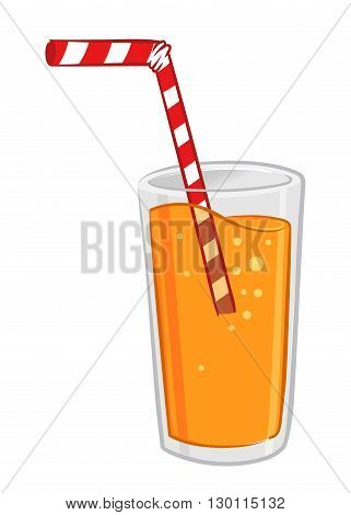 Vector stock of a glass of fresh orange juice with straw