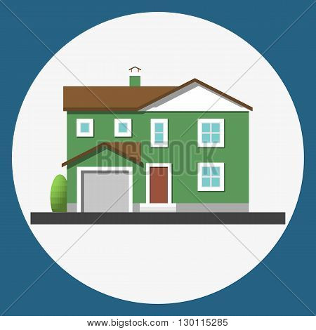 home building flat icon,  Family suburban home. Vector illustration.