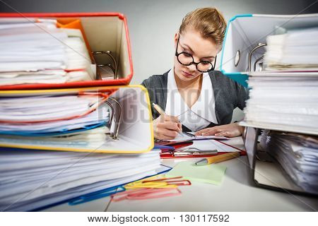 Busy Clerk During Work.