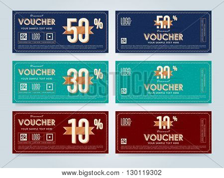 Vector voucher template. Voucher design. Discount coupon. Special offer voucher. Layout voucher. Market offer. Voucher background. Gift card design. Gift voucher template set. Discount voucher set. Gift certificate. Two side of gift voucher. Gift coupon t