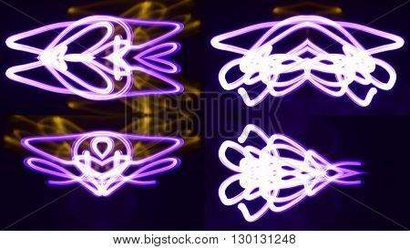 Ultraviolet light figures trace a ray, forms of energy discharge