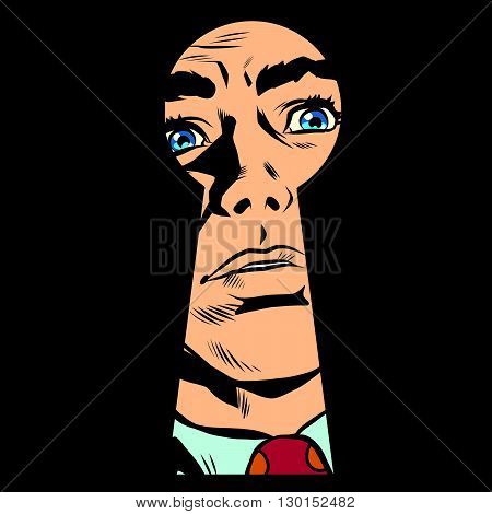 Male face in the keyhole, secret mystery pop art retro style