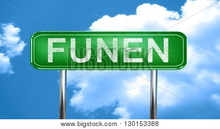 Funen vintage green road sign with highlights