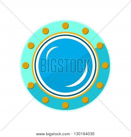 Porthole, Shipboard Window, Round Ship Porthole Isolated on White, Vector Illustration