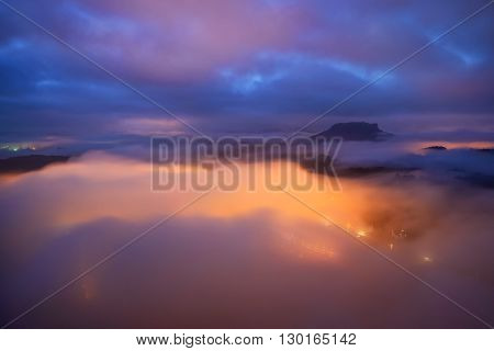 Lilienstein Night View, Saxon Switzerland, Germany