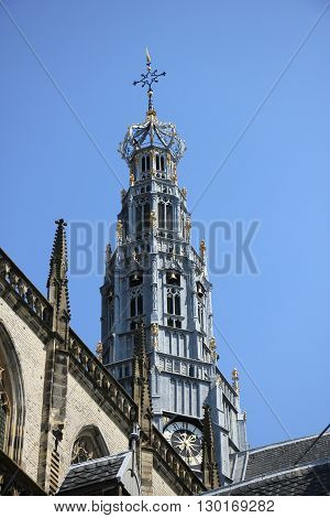 Detail of the great St. Bavo church in Haarlem the Netherlands