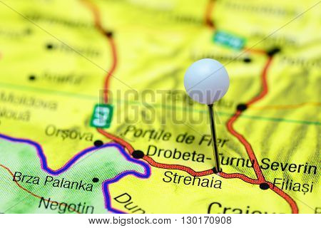 Strehaia pinned on a map of Romania