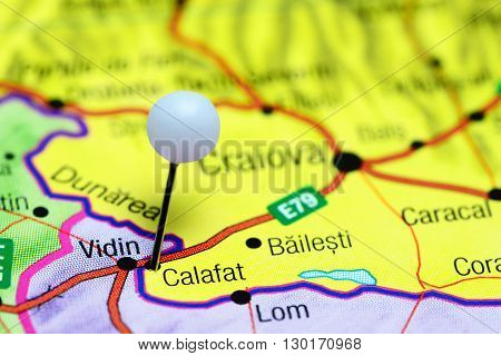 Calafat pinned on a map of Romania