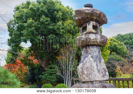 Ancient Stone Lanter at Toji Temple in Kyoto Japan