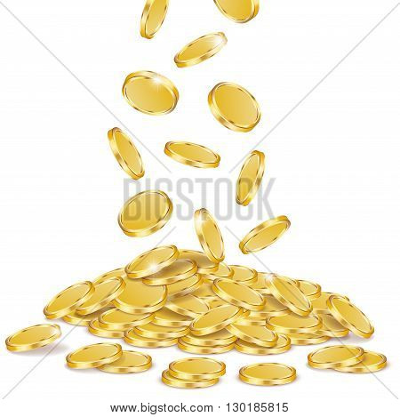 Gold coins isolated on a white background. vector illustration.