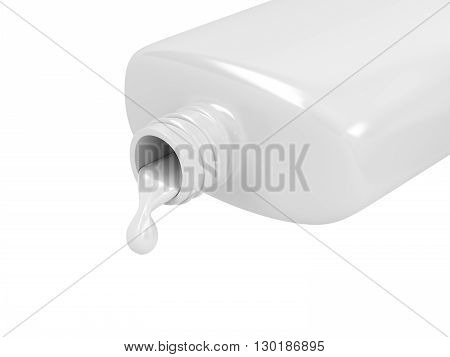 Pouring aftershave balm from the bottle, 3D illustration