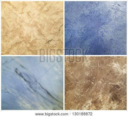 Collection of decorative plaster with marble effect, art brush texture