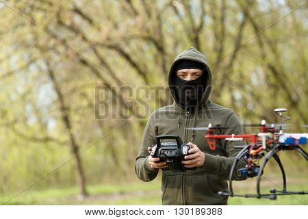 Man flying with the drone