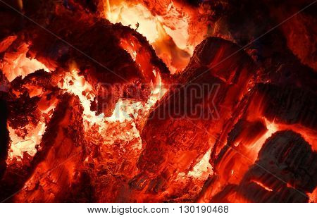 Ember in the oven. Red hot coals