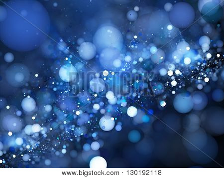 Blue glowing bubbles in space fractal computer generated abstract background