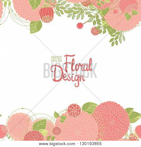 Abstract floral border with pink flowers and place for your text. Good for invitations and greenting cards