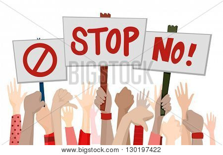Illustration of Demonstrators Expressing Their Disapproval