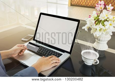 Business Women Hand Hold Back Side Credit Or Debit Card With Blank Signature Area For Shopping,reser