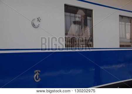 ANKARA/TURKEY-JULY 6, 2008: Ataturk's railway car at the State Railways of the Turkish Republic-TCDD's main station. July 6,2008-Ankara/Turkey