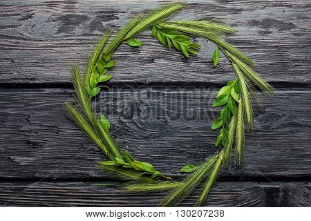Field Grass On Wooden Board