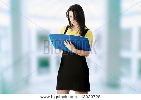 Young corpulency student  woman