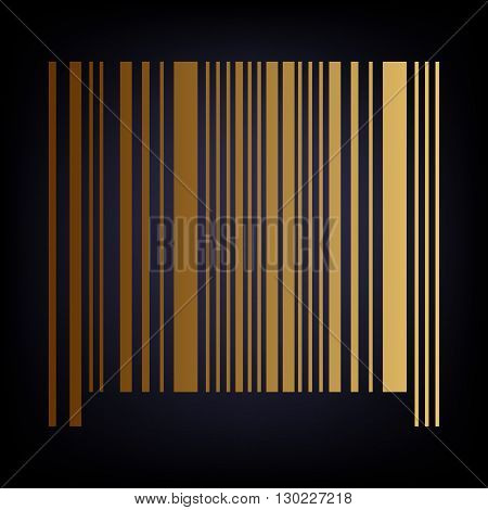 Bar code icon. Golden style icon on dark blue background.